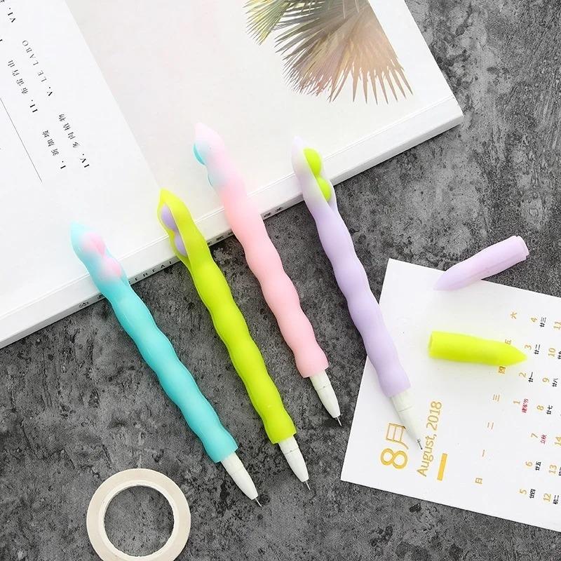 4Pcs/Set Creative Pods Gel Pen Cute 0.5mm Beans Black Ink Pens Writing Stationery Kids Gift School Office  Stationary Supplies