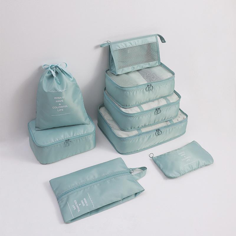 8 Pcs/Set Black/Blue/Grey Travel Storage Bag Waterproof Large Capacity Luggage Clothes Sorting Storage Bag Set