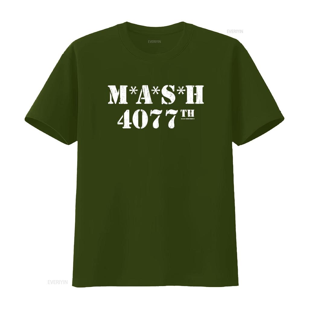 MASH 4077th Distressed T Shirt for Men Vintage Style Print vintage Washed Soft Casual Comfortable Slightly Stretched Breathable