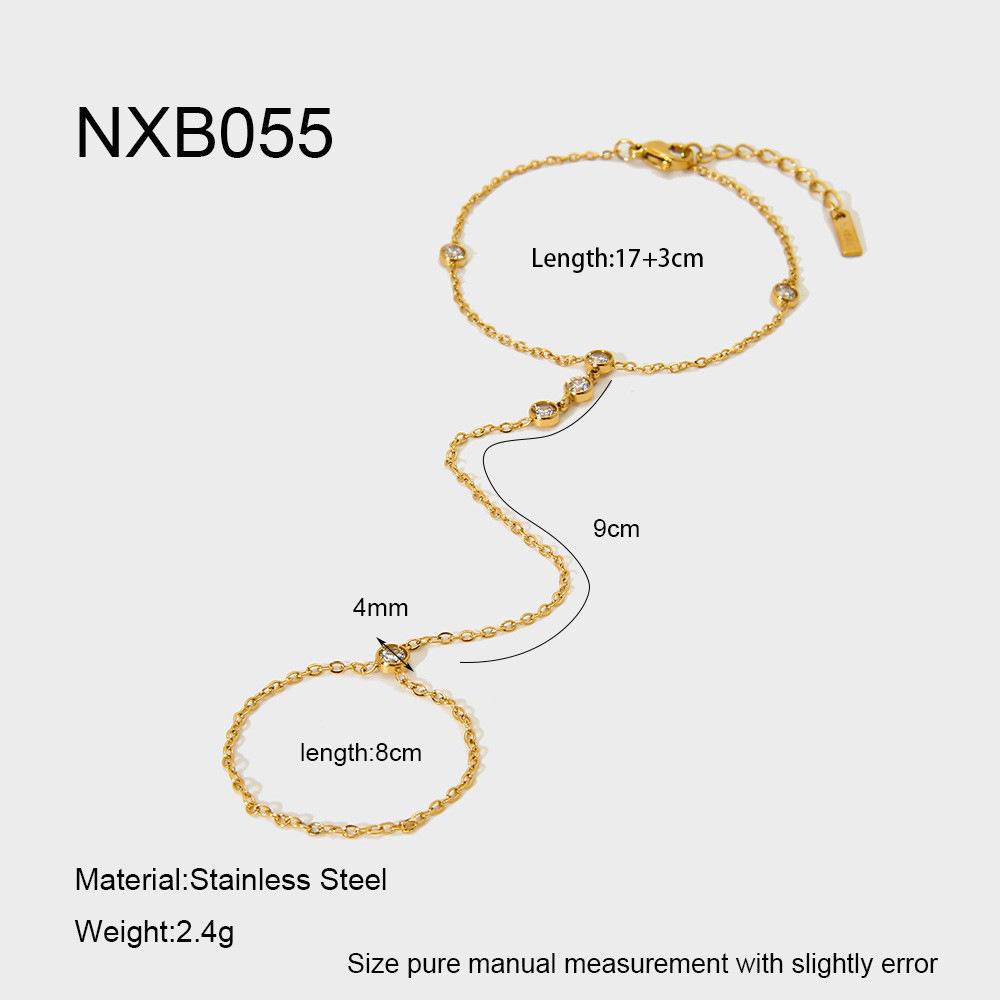 European and American personalized fashion round small zircon plated 18K gold stainless steel bracelet light luxury versatile hand jewelry women