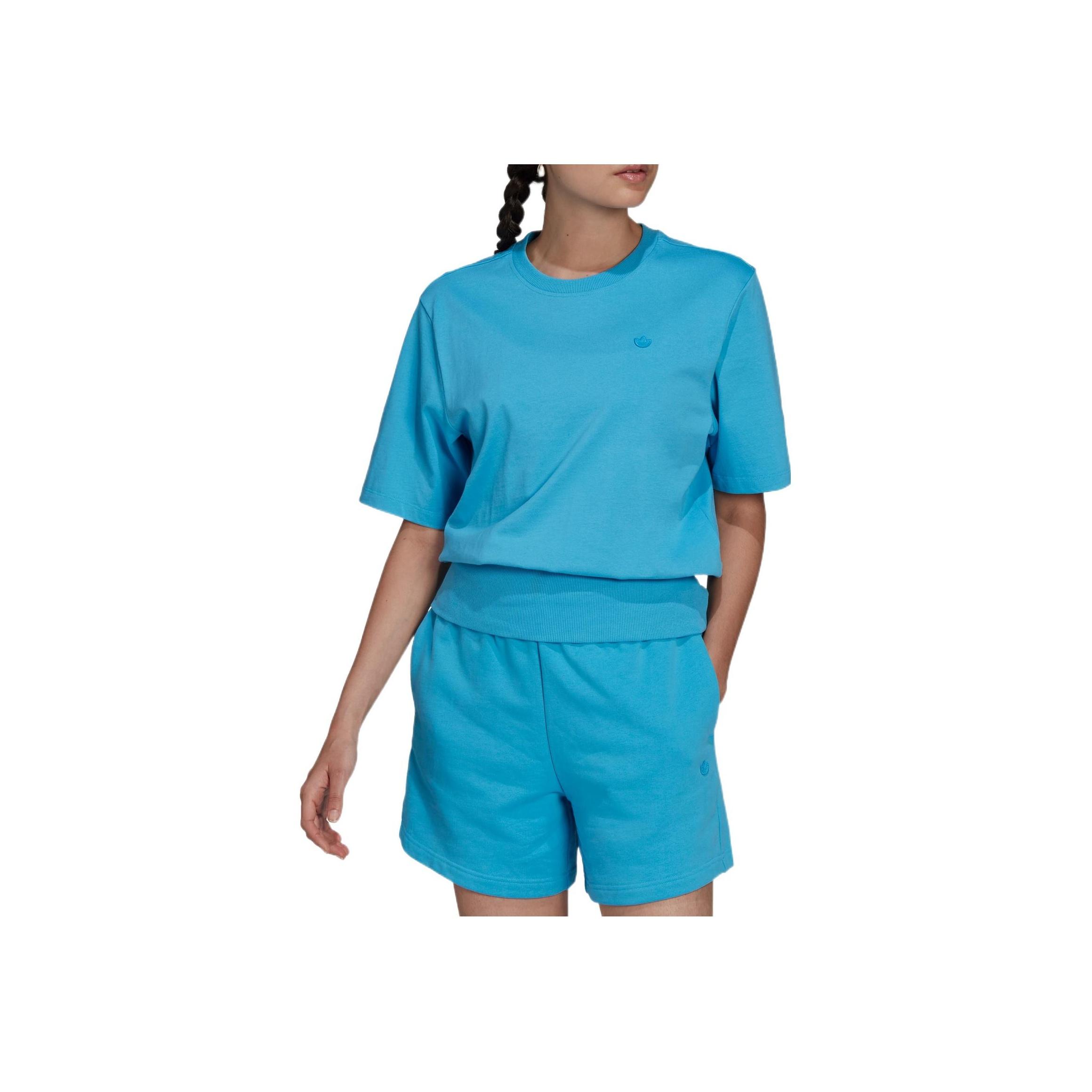 

Adidas Originals Adi Color Series Solid Ribbed Hem Loose Casual Short Sleeve Regular T-Shirt Women Tops Blue HC7077 30