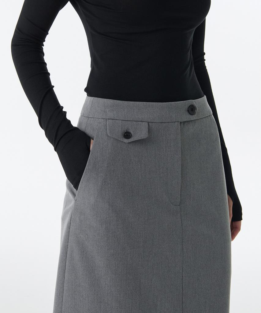 Musinsa Standard Woman Women'S Straight Maxi Skirt [Melange Gray]