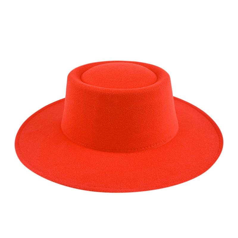 Formal Britishstyle Hat Wide Brim Flat Top Solid Color Winter Frenchinspired