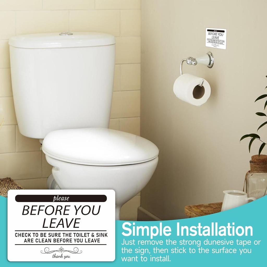 Help Keep Toilet Sink Clean, Clean Up Before You Leave Bathroom Rules Sign Sticker for Home, Business, Office, Store, Restroom, Public Toilet