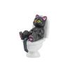 Funny Bathroom Cats Figurine and Toilet Ornament for Home Shelf Desk Accent and Miniature Scene Decoration