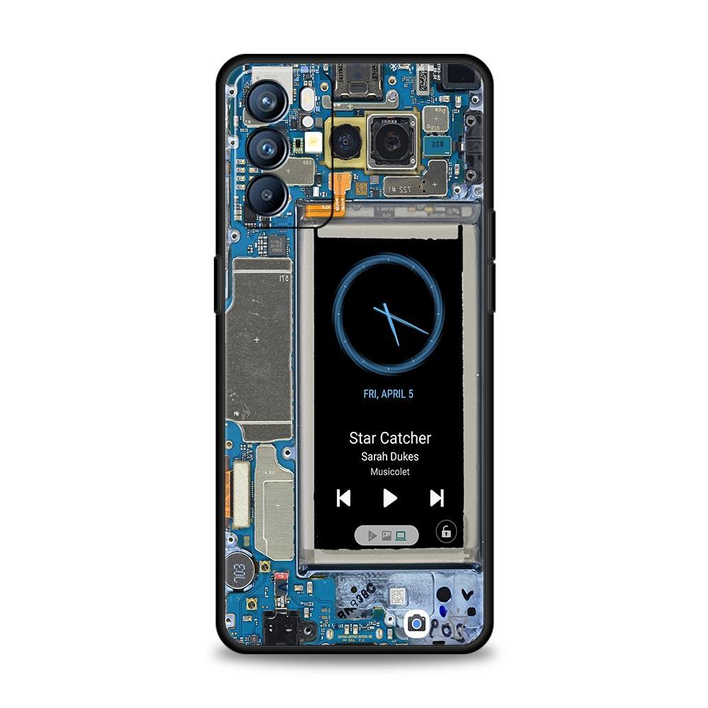 Handyhülle mit Hauptplatinen-Motiv für Oppo Reno 13, 12, 11, 10, 7, F, Find X5, X6, A98, A80, A79, A78, A57, A54, A31, A17 Pro 5G (weiches TPU)