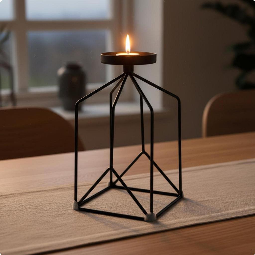 Iron Art Candle Holder Romantic Atmosphere Nordic Candlestick Minimalist Geometric Metal