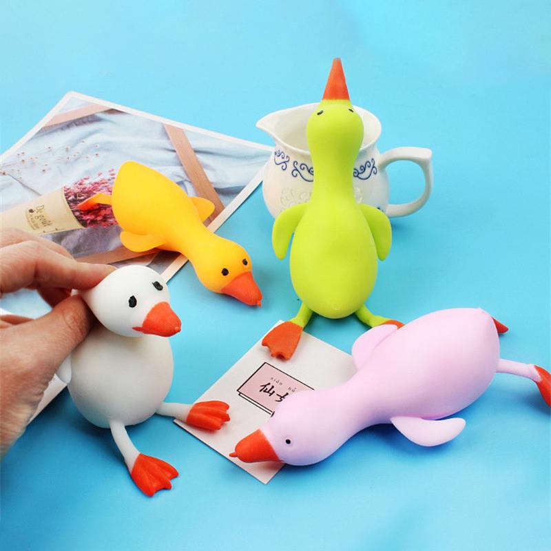1Pc Duck Shape Toy Bounce And Decompression Big White Goose Cartoon Shape Pressure Relief Duck Lala Duck