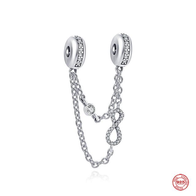 

Новая защитная цепочка из стерлингового серебра 925 пробы, подвески, бусины, подходят для нового браслета, фиксирующий зажим, ювелирные изделия в форме сердца для женщин, подарок