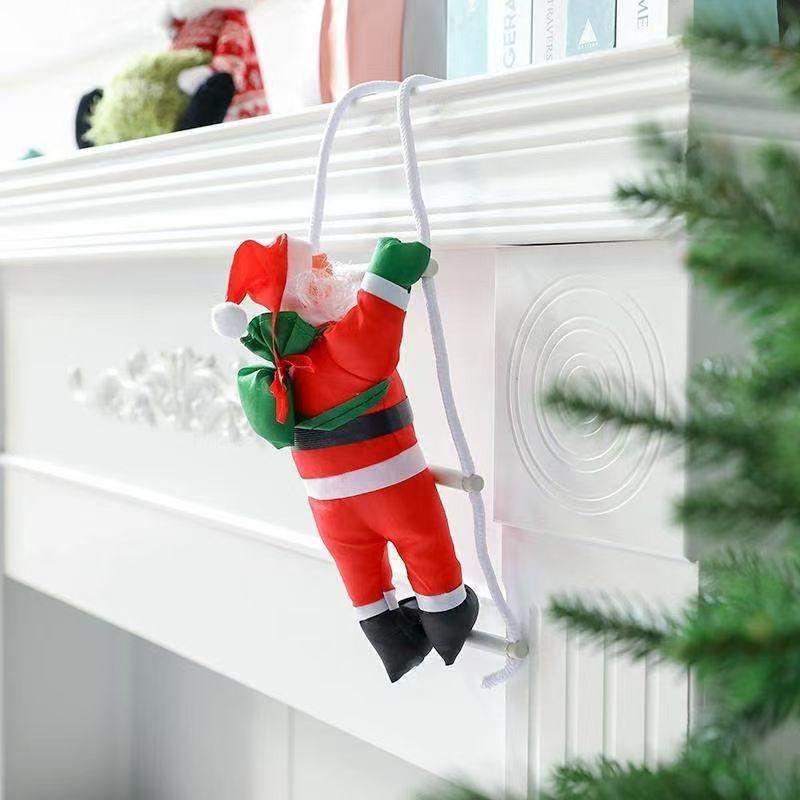 Santa Claus Climbing Rope Ornament with Sponge - Single/Double/Triple Ladder Options for Christmas