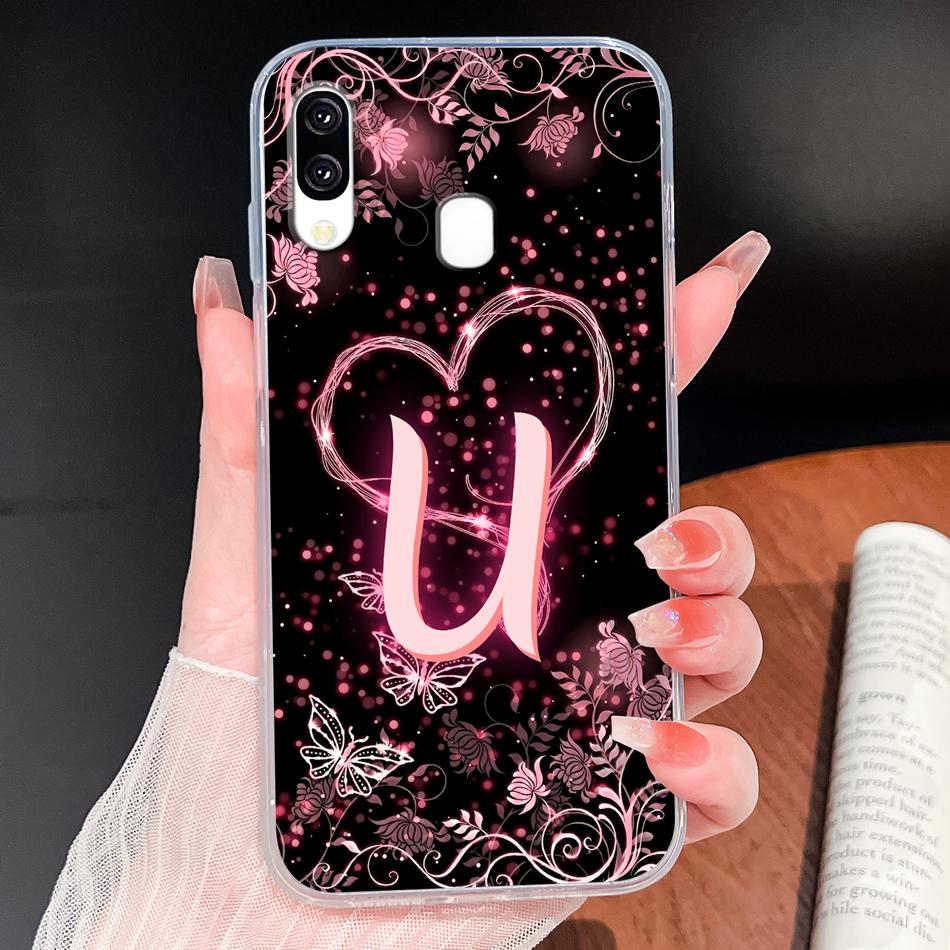 Case For Samsung Galaxy A40 A41 A50 A50S Name Letter Soft TPU Clear Silicone Cover For Samsung A 40 A 50 Lightweight Phone Funda