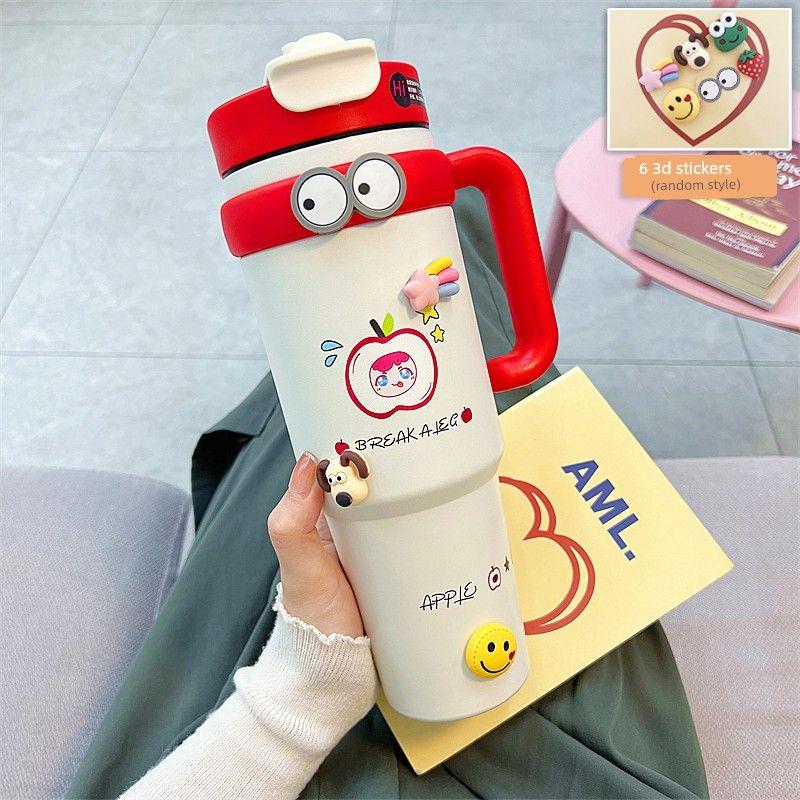 German Canim Kalse [Giant Water Cup] Cute Large Capacity Vacuum Cup Female Double Drink Straw Cup