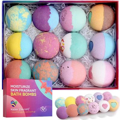 Bath Bomb Set: Bubble Bath Balls with Dried Flower Petals and Bath Salts - Perfect Gift Set for a Relaxing Soak