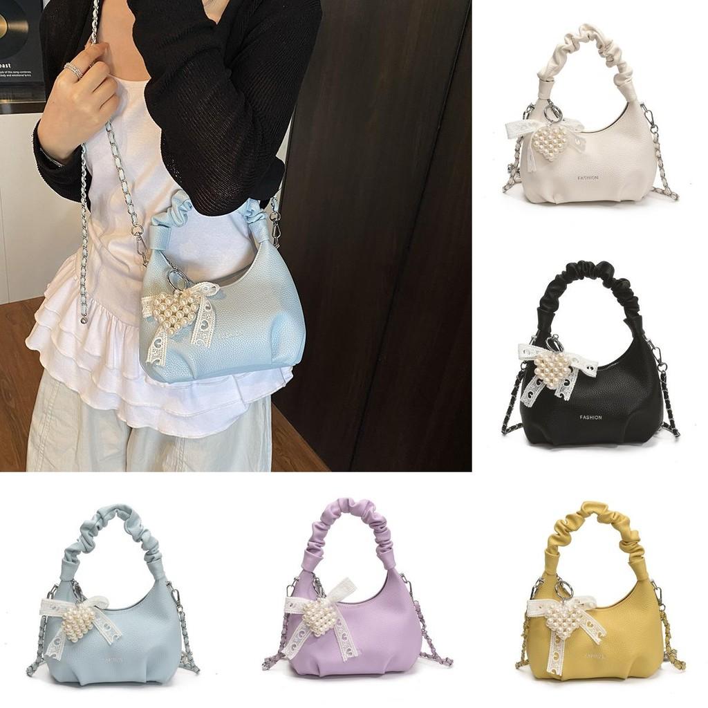 Pu Bag For Women With Wrinkled Design And Chain Strap For Daily Use