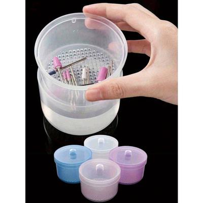 1pc Nail Drill Disinfection Box, Nail Polishing Head Cleaning Box With Filter, Double-Layer Filtering Cleaning Box, Nail Brush Cleaning Case