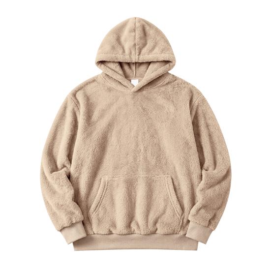 Codzienna Casualowa Streetwear Męska Pluszowa Bluza z Kapturem, Polarowy Pulower Teddy z Kieszenią Kangurką, Luźny Top z Kieszenią, Miękki Ciepły Zimowy Sweter