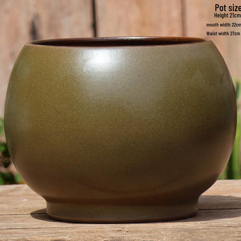 Retro Ceramic Tall Wide-Mouth Flower Pot: Tree Trunk Design for Bougainvillea, Hydrangea, and Roses.