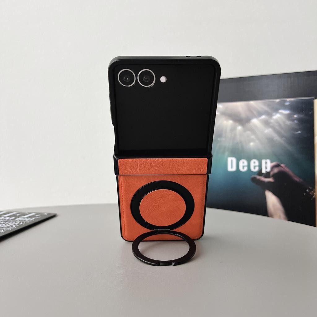 Zflip1 folding screen leather pattern magnetic rotating bracket Zflip1/1/1/1 wireless charging anti-drop simple business