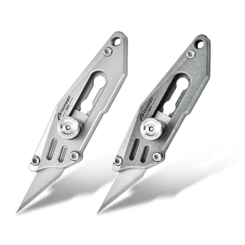 Titanium Alloy Utility Knife Push Pocket Knife Portable Mini Keychain Unboxing Cutter Survival Multitool EDC with Gift Box