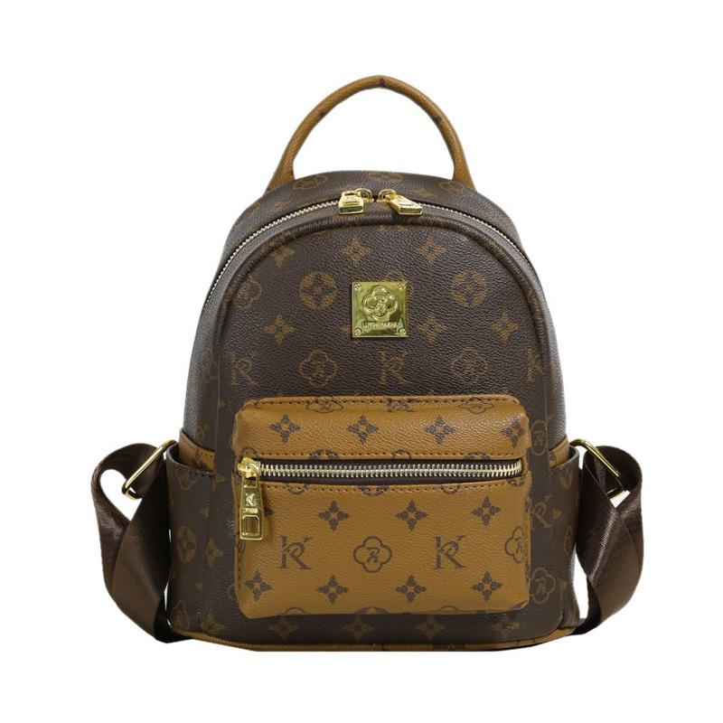 

Новый женский рюкзак/маленькая сумка большой вместимости, модный, универсальный, прочный, повседневный, для выхода в свет, многоцелевой 15cm*22cm*24cm*13cm коричневый