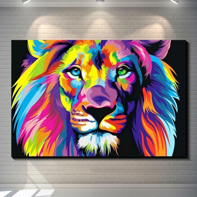 Poze de perete cu imprimeu animal de leu de culoare pentru living Cuadros Decoracion Salon Canvas Wall Art Back To The Future Paris