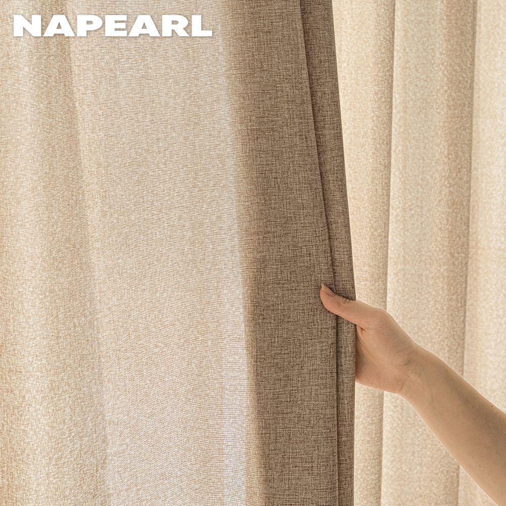 1PC NAPEARL Cream Style Semi Blackout Curtains Japanese Imitation Linen Thick Curtains for Bedroom Living Room Balcony Window for Home Decor