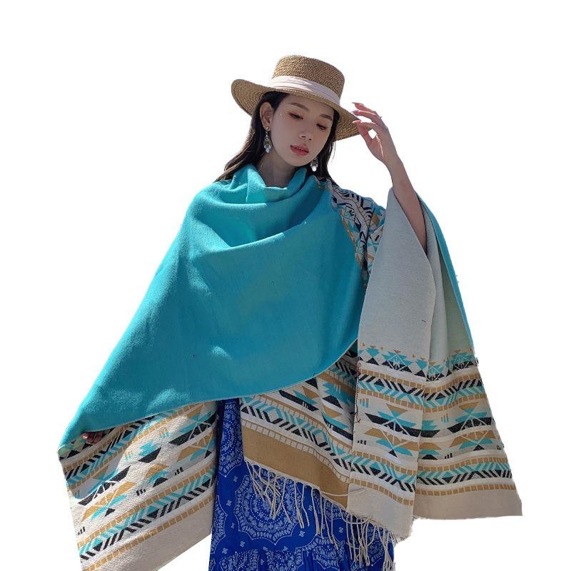 Bohemian Split Towel Warm Shawl Thickened Xizang Great Northwest Desert Windproof Cloak Photo Female Travel