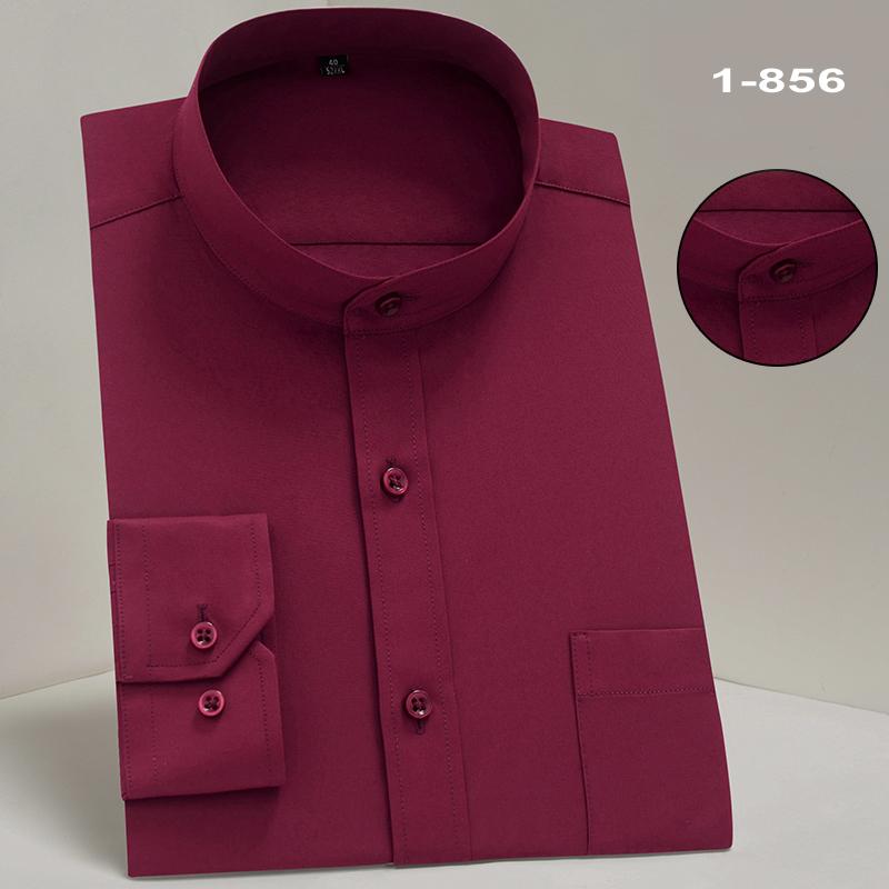 Herren Hemd mit Stehkragen Langarm Slim Fit Weich Bequem Gesellschaftlich Französische Manschetten Hemden Herren Party Hochzeit Männliche Smoking Hemden