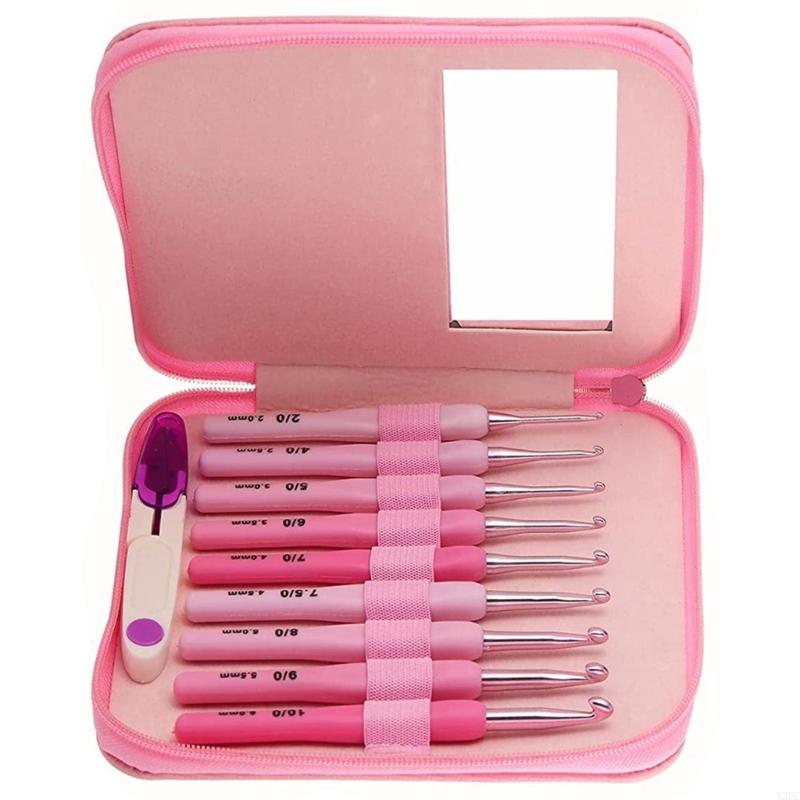1 Sada 2,0 mm-6,0 mm Sada háčků na háčkování Růžový gradient Pletací jehlice Ergonomická háčkovací jehla Háčkovací příslušenství X3UC