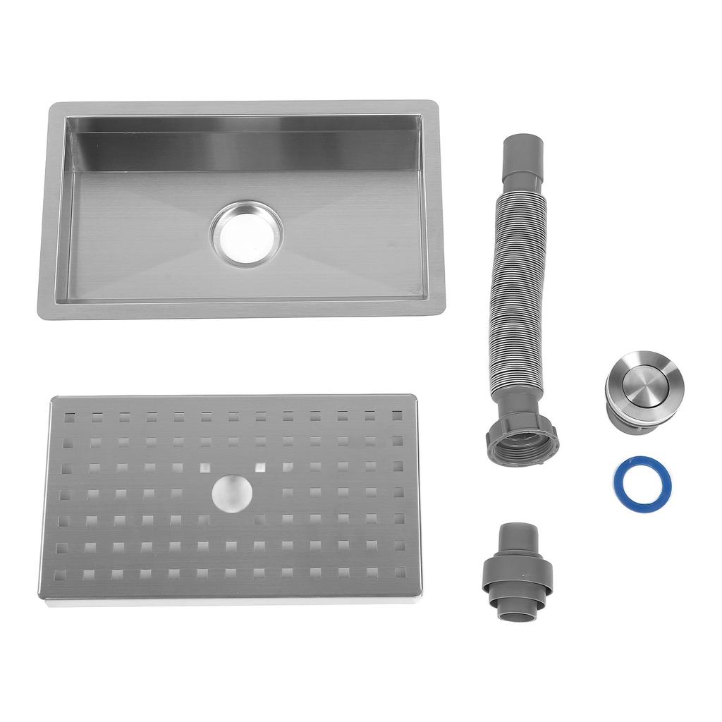 Kitchen Sink with Water Drainage Tray Stainless Steel Small Bar Sink Workstation Basin for Countertop Apartment