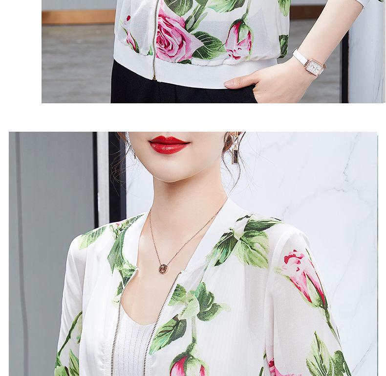 2026 Summer Women's Chiffon Long Sleeve Cardigan: Elegant Printed Design for Middle-aged & Elderly