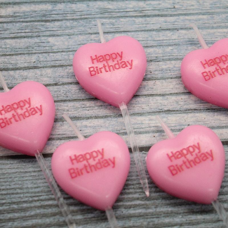 New Cute 5-pack Heart-shaped Letters Happy Birthday Candles Valentine's Day Pink Small Love Candles