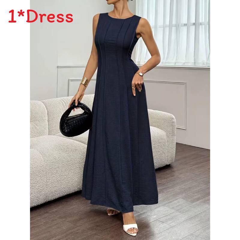 Polyester A Line Dress With Wrinkleresistant Fabric For Casual And Party Wear