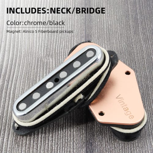 Ogdni 5-Piece Tele Guitar Pickup Set, Single Coil, Alnico Neck/Middle/Bridge Pickups for Tele Electric Guitars (GMA19)