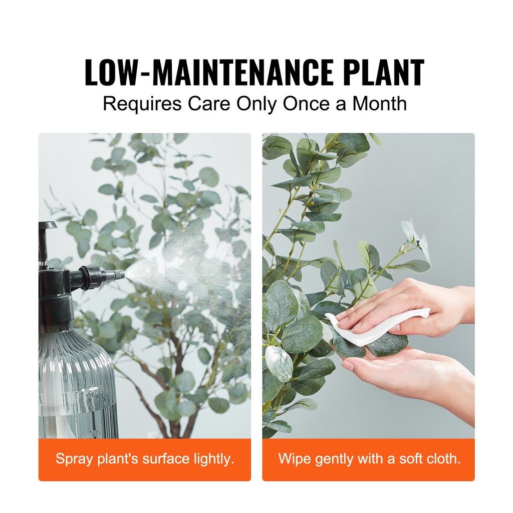 Artificial Eucalyptus Tree, 1.8 m Tall Faux Plant, Secure PE Material & Anti-Tip Tilt Protection Low-Maintenance Plant, Lifelike Green Fake Potted
