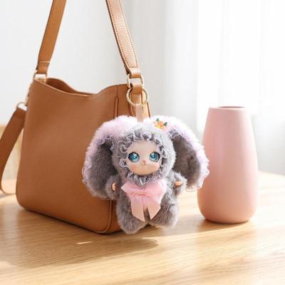 Cute Rabbit Plush Vinyl Doll Keychain 1PC Animal Pendant Toy for Girls Bag Ornaments Home Decor