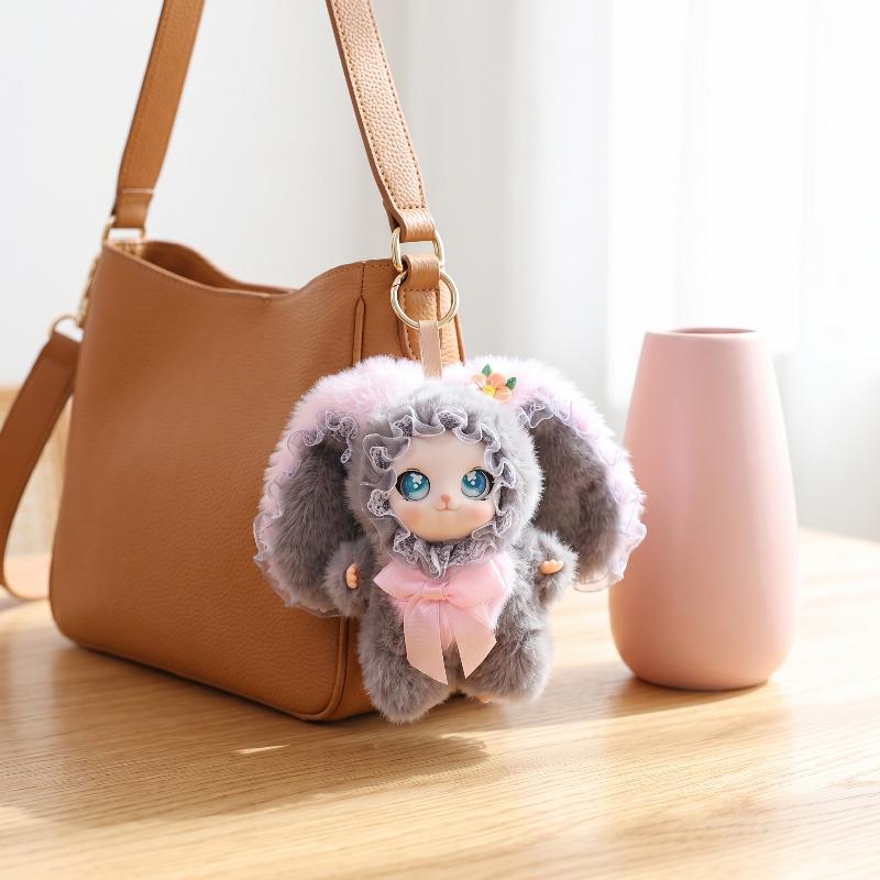 Sevimli Tavşan Peluş Vinil Bebek Anahtarlık 1 Adet Hayvan Kolye Ucu Oyuncak Kız Çocuk Çantası Süsleri Ev Dekorasyonu İçin