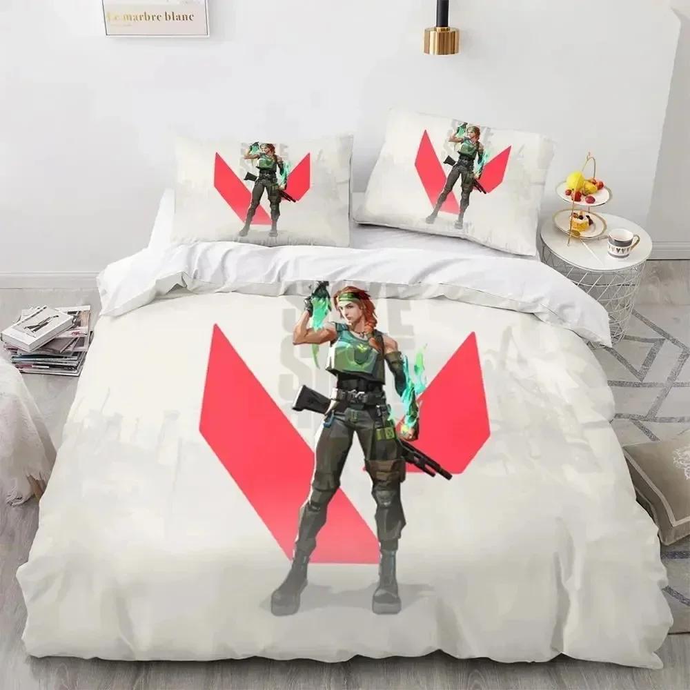 3D Print Game Neon Valorant Beddengoed Set Dekbedovertrek Bedset Dekbedovertrek Kussensloop Dekbed King Queen Size Jongens Volwassenen Beddengoed