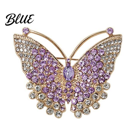 Non-fading Butterfly Brooch Pin 3D Design with Sparkling Rhinestones Lapel Pin Strong Buckle Badge for Coats Shirts Bags Accessories Secure Clasp