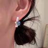 High-End Blue Zirconia and Pearl Stud Earrings - Versatile Luxury Crystal Ear Accessories for Spring/Summer.