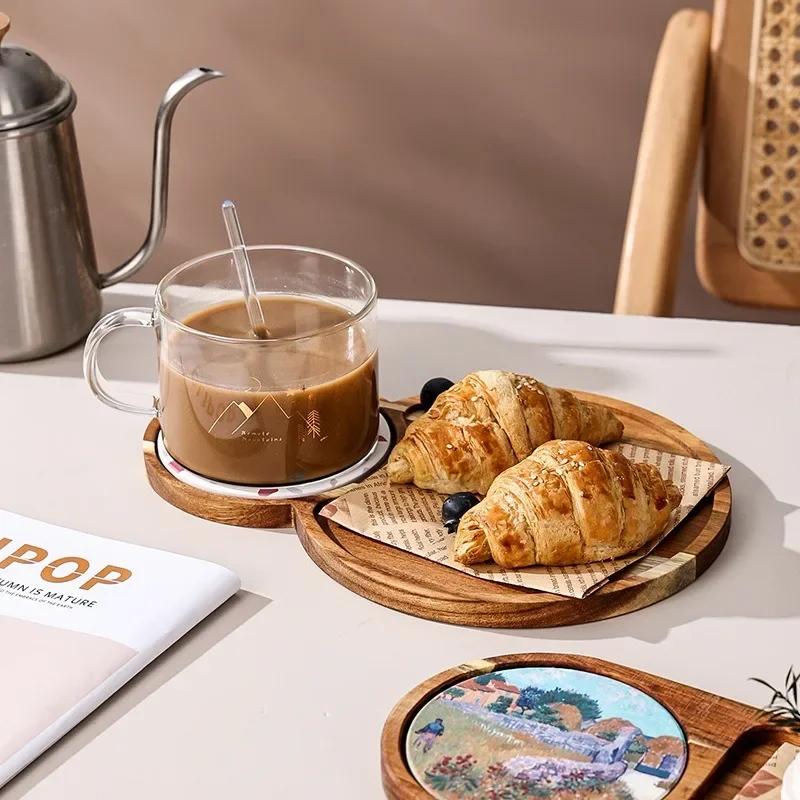 Bread Cutlery Wooden Tray Retro Pastry Dessert Afternoon Tea Snack  Tea Tray Suitable for Home Kitchen Decoration Accessories