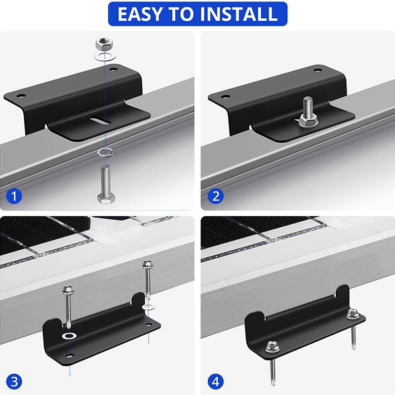 4 Stück/Set Aluminium-Solarpanel-Halterungs-Kits Montage Z-Typ Halterung Solarpanel-Ständer für Wohnmobil Wohnwagen Yacht Auto Zubehör