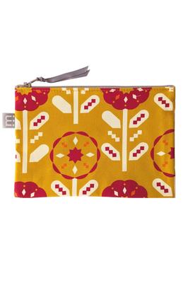 Minimynimo Flat Pouch, Made In Japan, Nordic Pattern, Small, Fabric, 20cm, Yellow (Pinwheel Yellow)