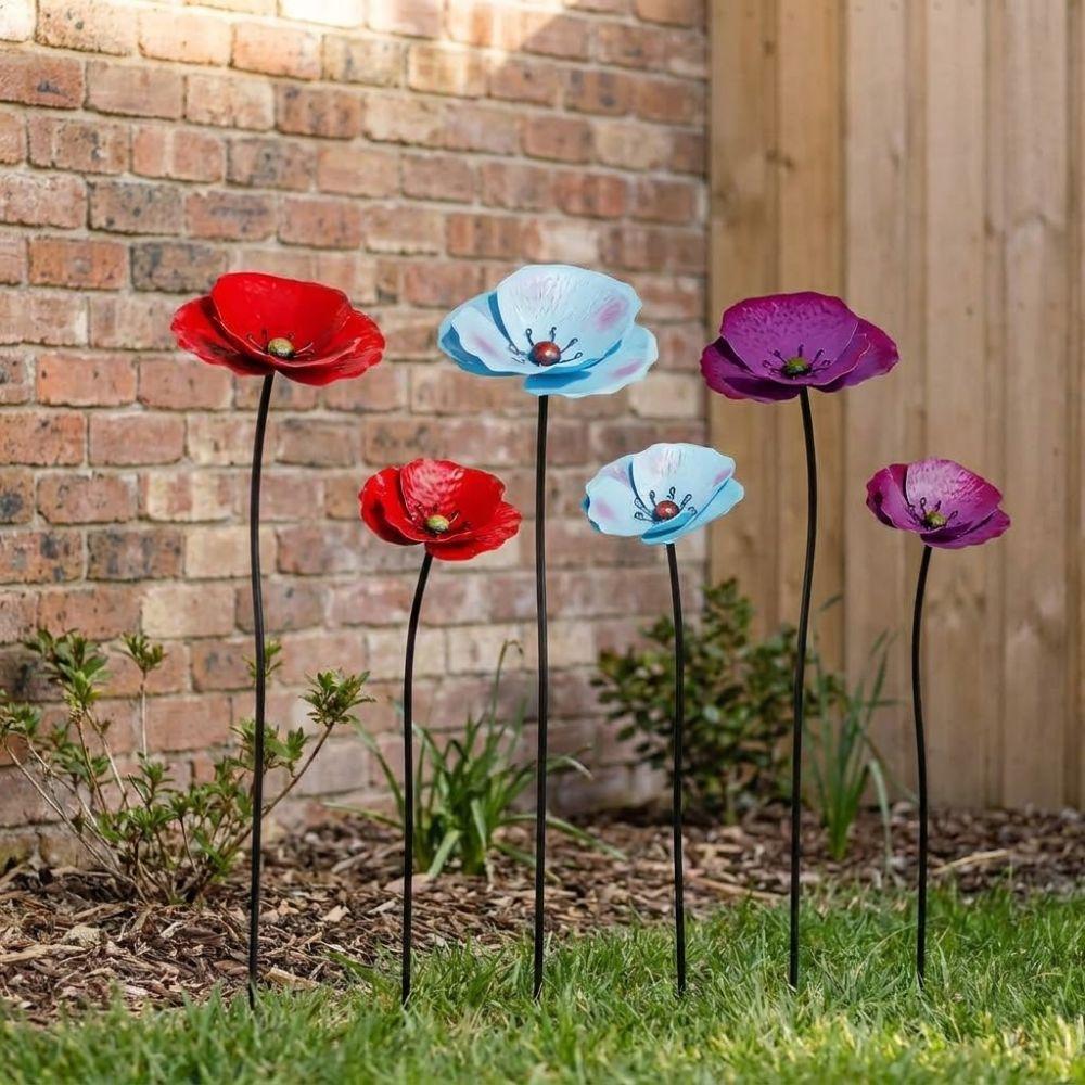 2Pcs Weather-resistant Outdoor Iron Art Flowers Large Artificial Flower Ornaments Yard Art