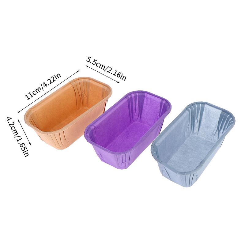 50Pcs Oven Safe Nonstick Kraft Paper Cake Moulds Rectangular Disposable for Baking Cakes Bread Muffins