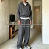 Completo con Felpa con Cappuccio e Zip e Pantaloni a Gamba Larga Unisex - Colore Unito, Stile Europeo/Americano, Autunno/Inverno 2026