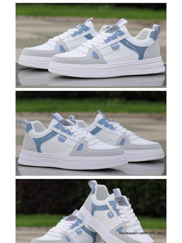 Męskie skórzane trampki za kostkę: Wiosna/Jesień 2025 Codzienne Białe Wszechstronne Buty Deskorolkowe