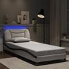 Vidaxl LED Bed Frame, White-Black, 90X200 Cm, Faux Leather