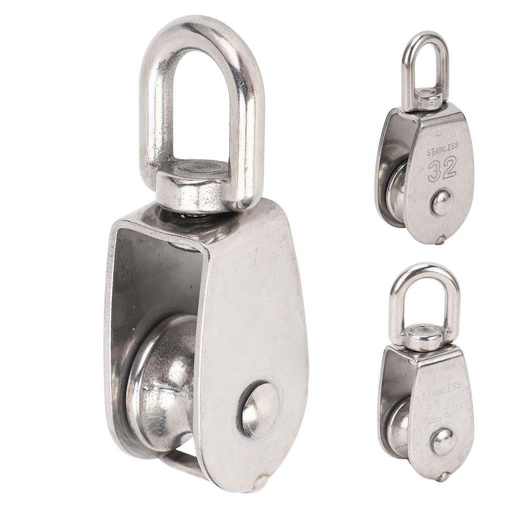 Marine Pulley Stainless Steel Lifting Single Pulley Block Wire Rope Hanging Towing Wheel for Sailboa