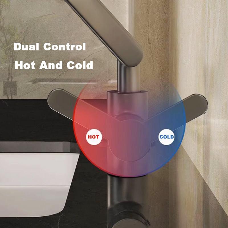 Kitchen Faucet 360-Degree Swivel Spout Kitchen Bathroom Faucet Stainless Steel Mechanical Arm Design Hot and Cold Mixer
